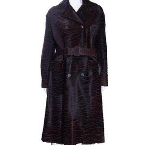 Salvatore Ferragamo Brown Animal Pattern Trench Coat.